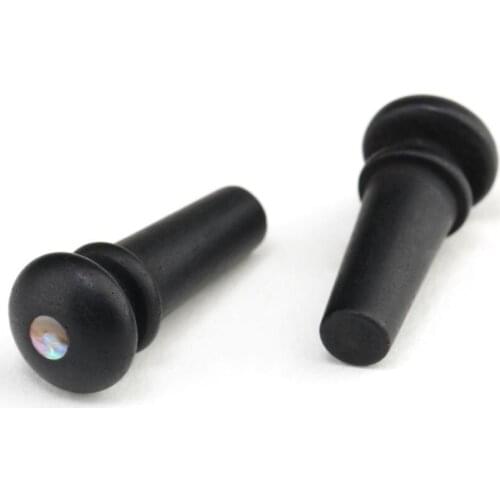 Musiclily Slotted Ebony Acoustic Guitar Endpin, Black with 4mm Green Pearl Dot (2 Pieces)