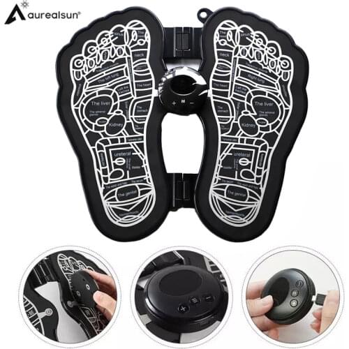 Electric EMS foot massager health care fisioterapia relaxation massage mat stimulator electrodos tens deep kneading masaje saude