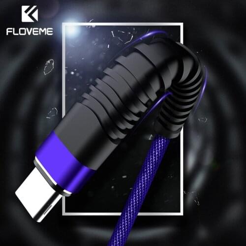 FLOVEME USB Type C Cable For Xiaomi Mi8 Mi 8 SE Mi6 1M/2M Hi-Tensile 2A Braided Type C Charger Cable For Samsung S8 S9 S10 Cabo