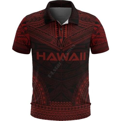 Hawaii Polo Shirt Hawaii Seal Polynesian Chief Tattoo Red Version 3D Printed Polo Shirt Men Women Short Sleeve Summer T-shirt