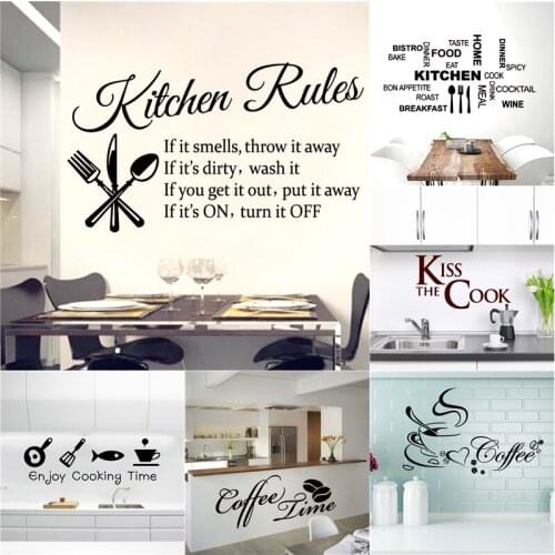 Art Quotes Kitchen Wall Stickers Vinyl Waterproof Decal Coffee Sticker For cooking house Decoration Mural wallstickers wallpaper