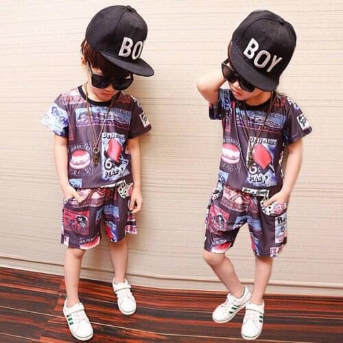 2020 Fashion Suit For 4 6 8 10 12 13Yrs Baby Boys Clothes Sets Cartoon Short Sleeve Tops+Shorts 2Pcs Summer Kids Boys Outfit