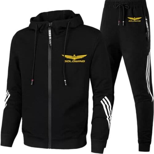 2021 New Spring Mens Honda GOLDWING Print 2 Pieces Sets Tracksuit Hooded Sweatshirt+pants Pullover Hoodie Sportwear Suit Clothes