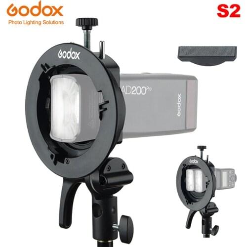 Instock Godox S2 Bowens Mount Flash S-type Holder Bracket for Godox V1 V860II AD200 AD400 AD400Pro Speedlite Flash Snoot Softbox