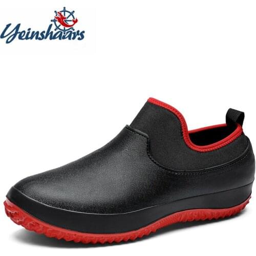 YEINSHAARS Rain Shoes Men Short Waterproof Rubber Casual Outdoor Comfortable Work Shoes Casual Shoes Men For Rainy Weather