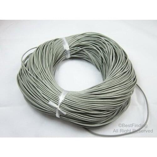 2mm Round Grey leather cord Genuine leather cord for bracelet or necklace making