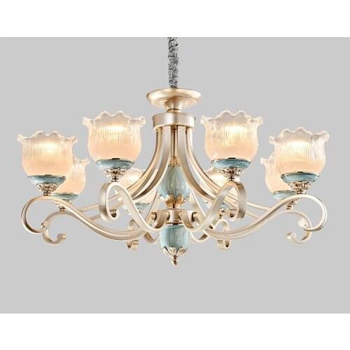American style living room chandelier light luxury dining room bedroom lamp iron art lamps