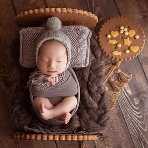 Newborn Detachable Posing Mini Bed Baby Photo Shooting Handmade Wooden Cookie Crib Infant Photograph Props