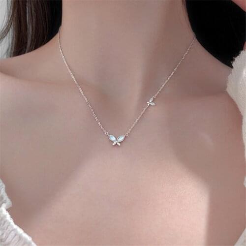 925 Sterling Silver Shell Butterfly Necklace For Women Girls Pendant Elegant Party Jewelry Choker dz783