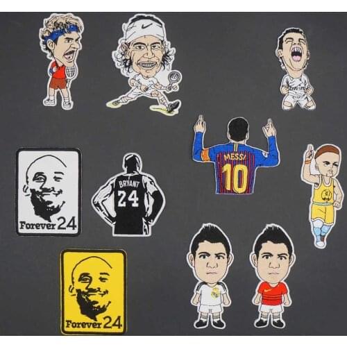 Cartoon Sports Star Embroidered Punk Patch Iron On No.24 Badges Stripes for Clothes Stickers Appliques DIY Decoration Patch
