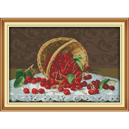 Joy sunday life style Fresh cherry needlepiont kits Counted cross stitch for home decoration