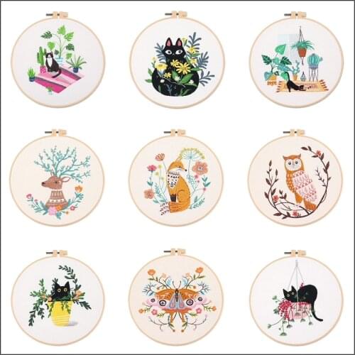 Animal World Embroidery Kit for Beginners DIY Gift Embroidery Pattern Animals Embroidery Set Craft Kit English Description