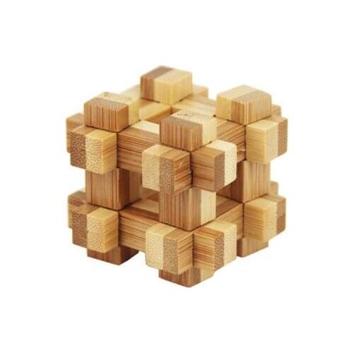 NEW Bamboo Interlocking Burr Puzzle Game for Adults Children Mini Size 4.5*4.5 cm