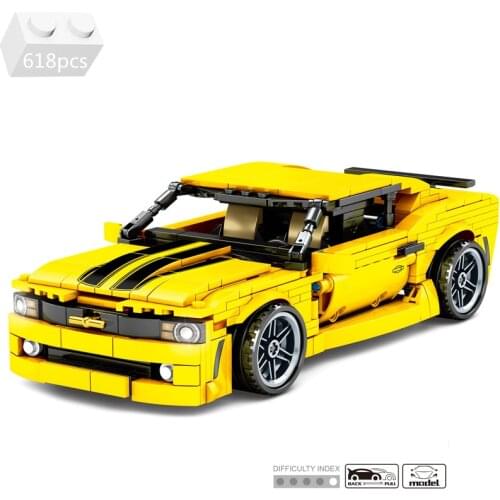 2021 NEW High-tech Camaros Sports Racing Car Pull Back Building Blocks Kit Bricks Supercar Classic Model Toys For Kids Boys Gift