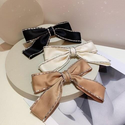 New Crystal Ribbon Bow Hair Clips for Women Flash Hair Accessories Rhinestone Hairpins Sweet Bows Flower Hairgirps Barrette