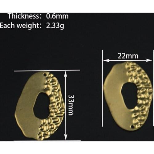 33*22mm Brass Irregular Half Side Embossed One Hole Shaped Oval Pendant Earring Necklace Jewelry Accessories
