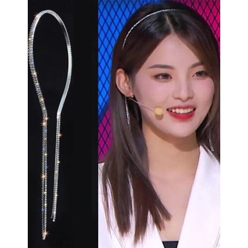 Bling Bling Rhinestone Hairbands for Women Long Tassel Bow Bands Korean Designer Headband Wedding Hair Band Accessories Gifts