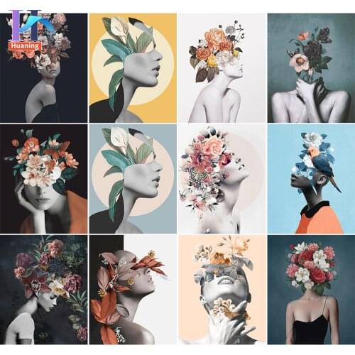 Paint By Numbers For Adults With Frame Diy Oil Painting By Numbers On Canvas Flowers And Girl Digital Hand Painting Gift