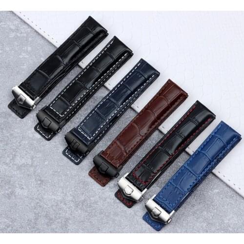 20mm 22m Genuine leather watchband for Tag Heuer Watch Strap Carrera Monaco Band Watch Belt Black Brown Bracelet Wristwatch