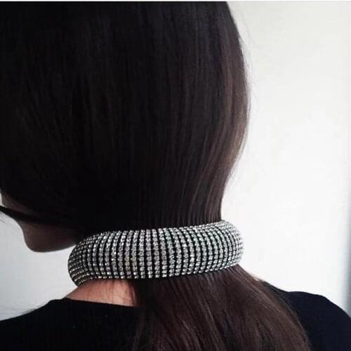 Luxury Rhinestone Multilayer 3D Short Choker Necklace Clavicle Chain Jewelry for Women Bling Crystal Choker Collar Accessories