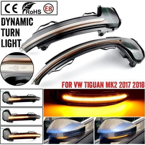 Pair LED Dynamic Side Mirror Indicator Light Turn Signal Lights Lamp for Volkswagen VW Tiguan MK2 II R 5N 2017 2018 2019 2020