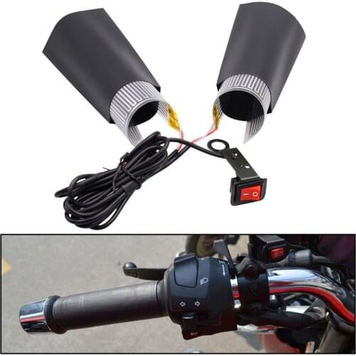Universal Motorcycle 7/8in 22mm Electric Heated Grips Scooter Moped Bar Hand Warmer Adjustable Hot Grip 12V Pair