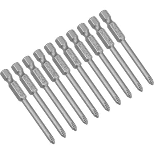 Uxcell 10 Pcs 4mm PH1 Magnetic Phillips Screwdriver Bits, 1/4 Inch Hex Shank 2.56-inch Length S2 Power Too