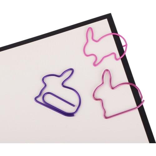 15pc Color Rabbit Shape Paper Clip Planner Bookmark Cartoon Animal PaperClip DIY Book Clip Binding Supplies Decor Binder Clips