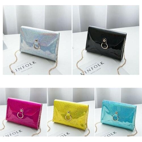 Women PU Leather Laser Metallic Shine Small Handbag Satchel Messenger Crossbody Shoulder Bag Purse
