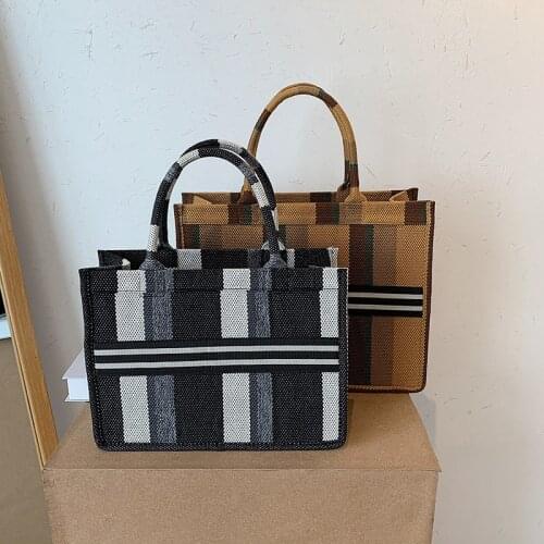 Women bag Nylon tote bag Vintage Striped Zipper high-capacity shoulder bag handbag Euro-America style shopping bag