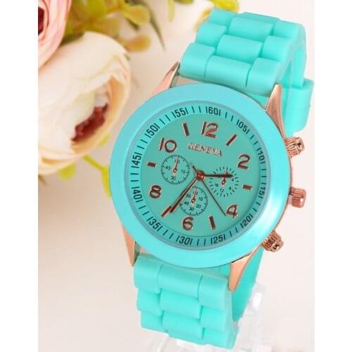 Gnova Platinum Classic Silicone Women Watch Golden Geneva style wristwatch Silicon Rubbe casual dress Girl Fashion A276