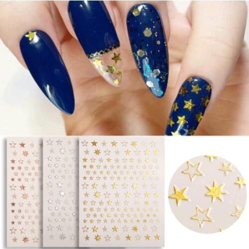 1 Sheet Stars Geometry Nails Art Sticker Self-adhesive Sliders Manicure Nail Sticker Nail Decorations For Nail Designs