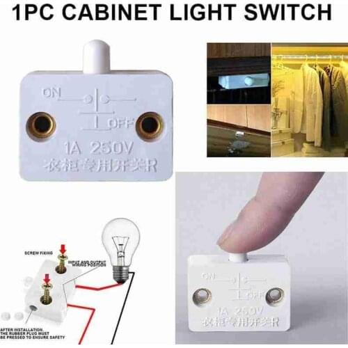 1pcs Automatic Reset Switch Closet Cabinet Light Switch Household Wardrobe Cabinet Light Switch Door Automatic Control Switch