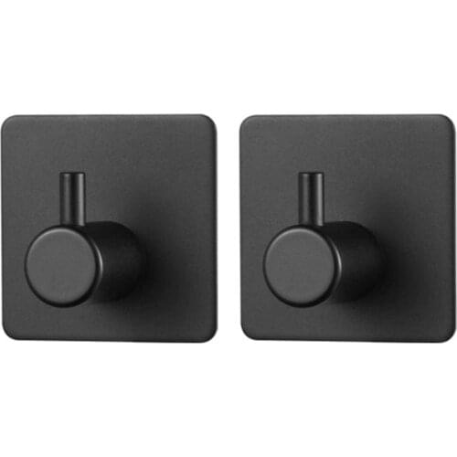 2pcs Black Self Adhesive Robe Hooks Wall Hook Non-Slip Heavy Duty Wall Hooks Hanger Waterproof Stick on Hooks Kitchen Fixture