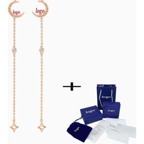 2021 Romantic Beautiful Star Moon rose gold long earrings pierced earrings multi-purpose wear