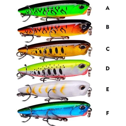 6Pcs Floating Minnow Popper Fishing Lure 6.5cm 5.5g 3D Eyes Crankbait Wobbler Artificial Plastic Hard Bait Fishing Tackle Peche