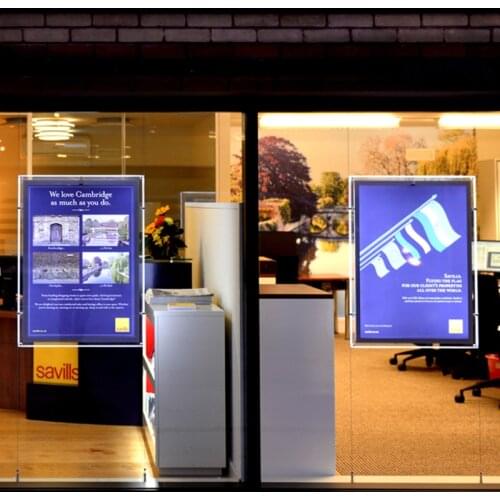 A1 Vertical Cable Wire Hanging Display System,Real Estate Agent Window Double Sided Acrylic Frame Light Box