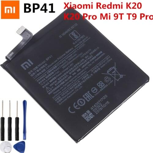 Xiao Mi Original Phone Battery BP41 4000mAh for Xiaomi Redmi K20 / Mi 9T / K20 Pro / 9T Pro Replacement Battery +Tools Kits