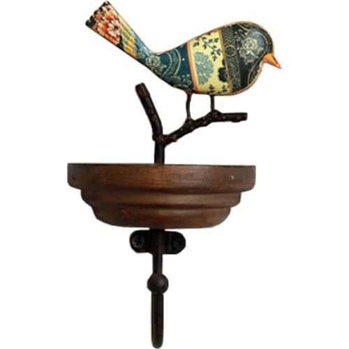 American rural solid wood bird decoration hook creative wall hook clothes hook clothing hook