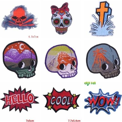 Punk Skull Biker Patches On Clothes Embroidery Patch DIY Iron On Patches For Clothing Rock Patch Hippie Patches For Clothes