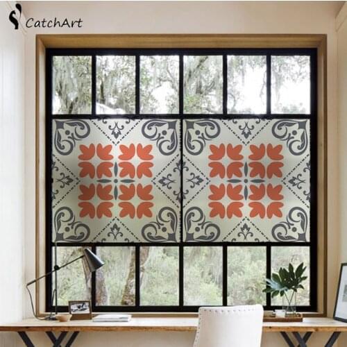 No glue colorful Window film Frosted Privacy Glass Door Sticker Home Decor Digital print Morocco European