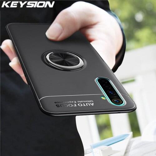 KEYSION Shockproof Case For Realme XT X X2 5 Pro Soft Silicone Magnetic Ring Phone back cover for Realme 6 Q C3 3i 2 Pro X2 Pro