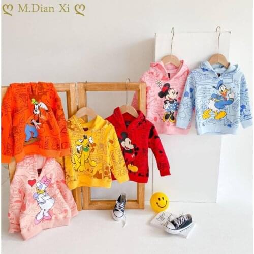Disney Minnie Mickey Childrens Clothing Childrens Hoodie Boys Girls Baby Winter Padded Pullover Tops Cute Girls Clothing