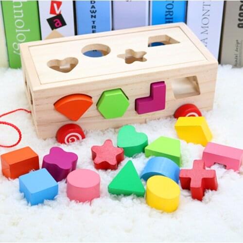 Baby Educational Wooden Building Blocks Intelligence Box Shape Sorter Toys Children Montessori Toy for Kids Game Girls Boys Gift