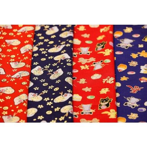 Cotton Bronzed Fabric Japanese Style and Japanese Style Mouse Gold Pink Fabric Spot Clothing Toys Home Decoration Cloth