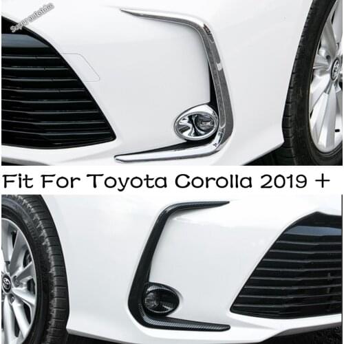 Chrome Front Fog Lights Foglight Lamps Cover Trim Carbon Fiber / Shiny Fit For Toyota Corolla 2019 2020 ABS Exterior Accessories