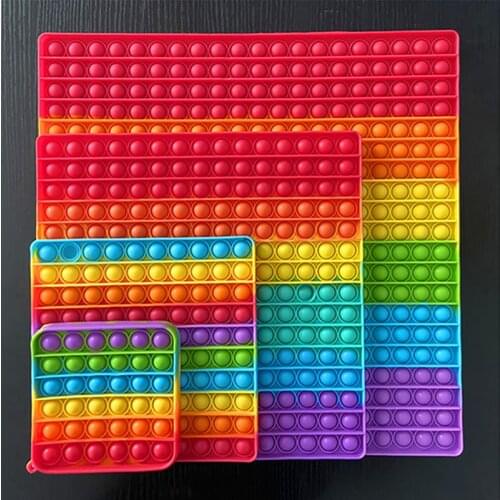 50x50cm Big Size Fidget Reliver Stress Toys Rainbow Push It Bubble Antistress Toys Adult Children Sensory Toy To Relieve Autism