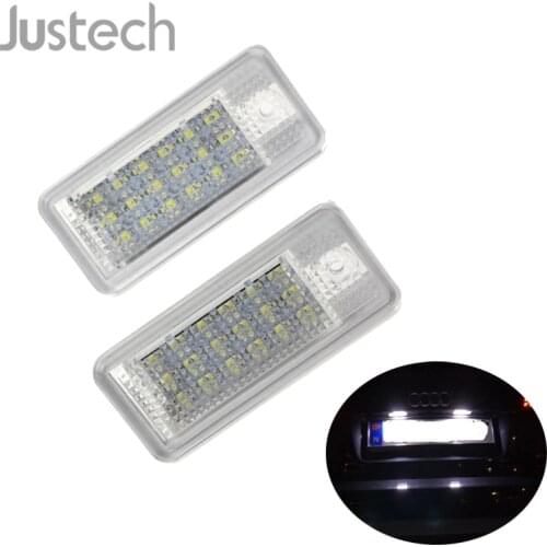 Justech 2Pcs 18 LED 12V Number License Plate Light Lamp SMD 5050 12V White Led Plate Light For Audi A3 S3 A4 B6 A6 S6 A8 Q7