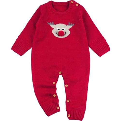 Baby Boys Rompers Winter Newborn Christmas Girls Jumpsuits Cartoon Knitted Long Sleeves Infant Overalls Toddler One Piece 6-24M