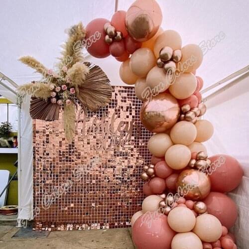 Cream Peach Happy Birthday Party Backdrop Baby Shower Retro Pink Wedding Events Celebration Decoration Balloons Globos Garland